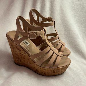 Women's Light Pink Steve Madden Cork Wedges